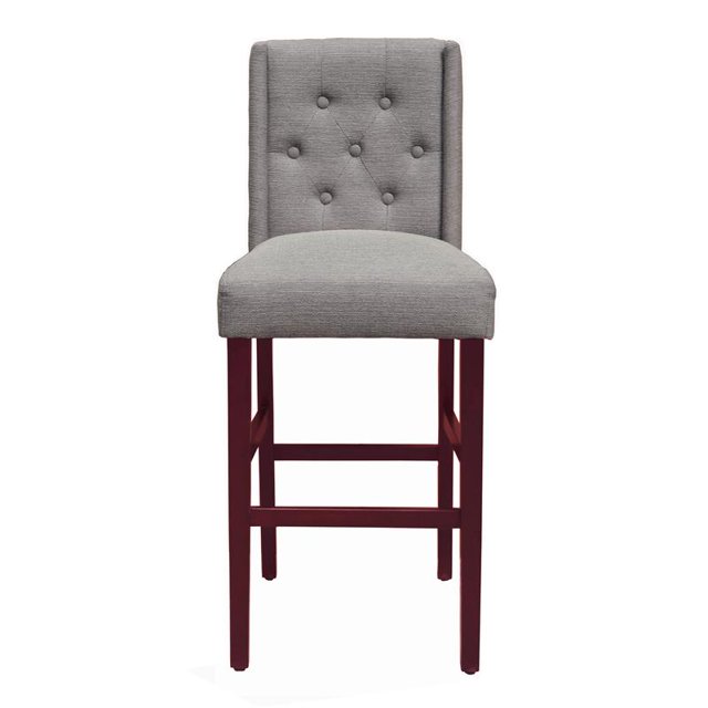 Home Fare Shelter Wing Back Upholstered Barstool in Gray