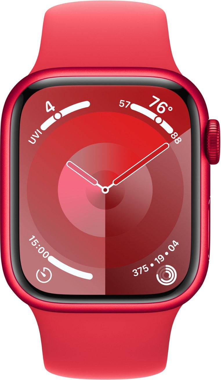 Restored Apple Watch Series 9 With Blood Oxygen. GPS + Cellular 41mm (Product) Red Aluminum Case with (Product) Red Sport Band - M/L. (Refurbished)