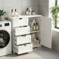 thumbnail image 4 of Ktaxon Larger Wooden Bathroom Floor Cabinet, Side Storage Organizer with 4 Drawers, 1 Cupboard & 2-Shelves, White, 4 of 25