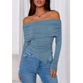 thumbnail image 2 of Remera PRETTYGARDEN Mujer Manga Larga Ajustada con Hombros Descubiertos - Azul, 2 of 9