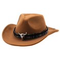 thumbnail image 4 of Wisewang Western Cowboy Hat Men Warm Sun for Protection Hat for Fishing Stage Performance Camel Camel 56cm To 58cm, 4 of 6