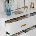 thumbnail image 2 of Historyli Cómoda de 6 cajones para dormitorio con tiradores dorados,moderna cómoda de madera con cajones anchos,cómoda larga para sala de estar,pasillo o entrada,color blanco., 2 of 7