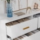 thumbnail image 3 of Historyli Cómoda de 6 cajones para dormitorio con tiradores dorados, moderna cómoda de madera con cajones anchos, cómoda larga para sala de estar, pasillo o entrada, color blanco., 3 of 7