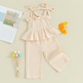thumbnail image 7 of Infant Baby Toddler Girls Clothes Solid Color Sleeveless Camisole Linen Pants Set Baby Summer Outfits, 7 of 7