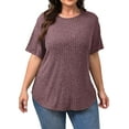 thumbnail image 3 of Fantaslook Womens Plus Size Tops Crewneck Short Sleeve Shirts Casual Loose Tunic Tops Curved Hem Summer Blouses, 3 of 7