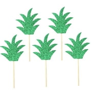 HOMEMAXS 15pcs Pineapple Leaf Cake Toppers Paper Cake Picks Cupcake Decor Party Supplies for Wedding Birthday Festival