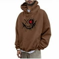 thumbnail image 2 of Aobny Mens Sweatshirts Hoodies Brown Graphic Lightweight Hoodie Anime Hooded Pullover Muscle Shirt,M, 2 of 5