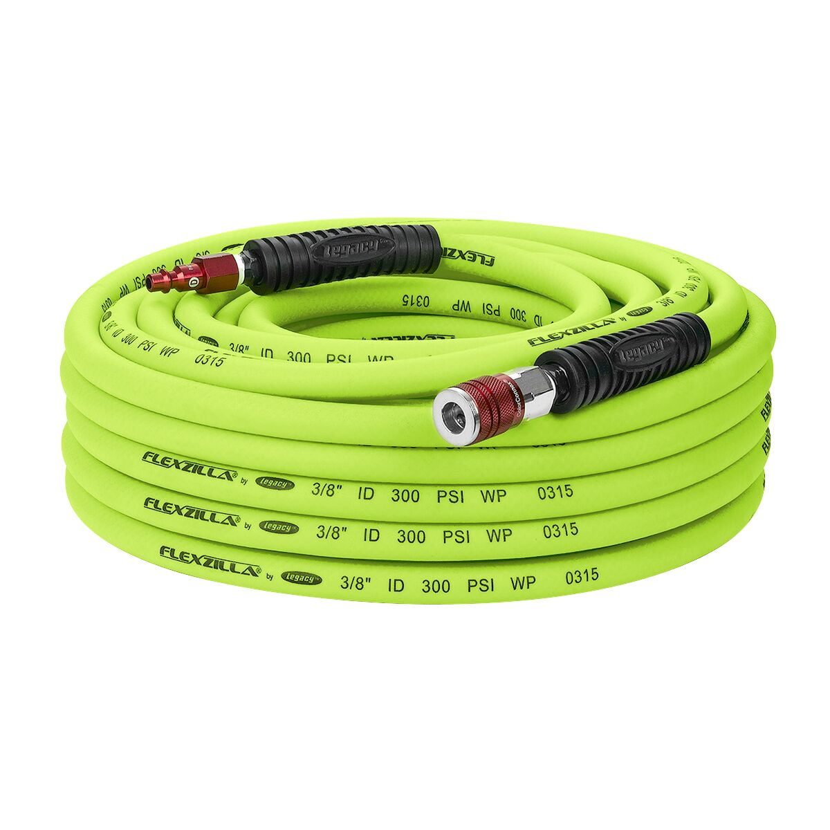 Flexzilla Air Hose w ColorConnex Industrial Type D Coupler and Plug-3/8" x 50'