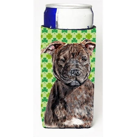 

Staffordshire Bull Terrier Staffie Lucky Shamrock St. Patricks Day Michelob Ultra bottle sleeves Slim Cans 12 Oz.