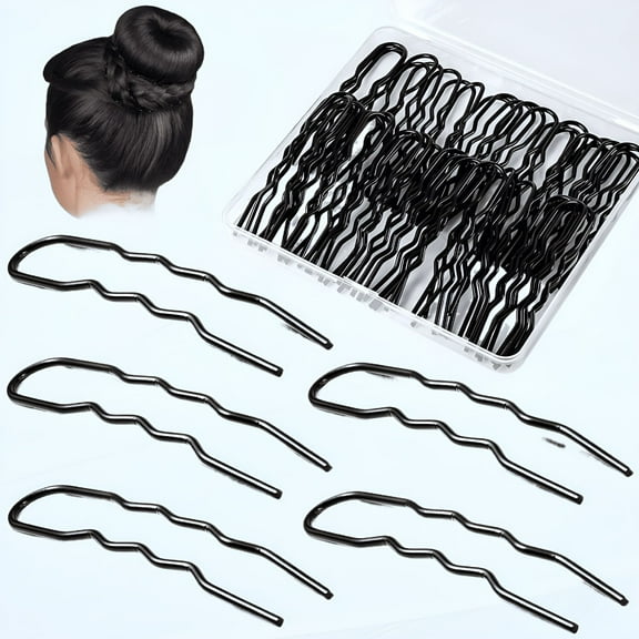 LAMIRO 50Pcs 3 Inches U Shaped Hair Pins Ballet Bobby Pins Curved Bobby Pins Hair Pins for Women Girls Thick Thin Long Curly Hair with storage box