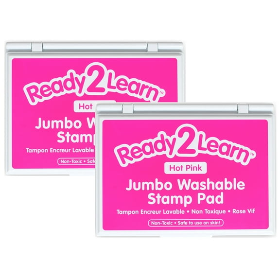 READY 2 LEARN Jumbo Washable Stamp Pad - Hot Pink - 6.2"L x 4.1"W - Pack of 2