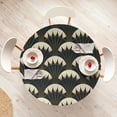 thumbnail image 4 of Ambesonne Geometric Fitted Round Tablecloth, Minimalist Stripes Floral, 45"- 56" Diameter, Charcoal Grey Pale Coffee, 4 of 5
