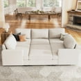 thumbnail image 1 of HONBAY Modular Corduroy Couch Sectional Sleeper Sofa Bed for Living Room, Beige, 1 of 9