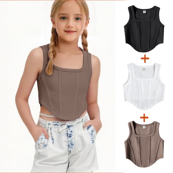 Bovxnpu Boys Girls Tank Tops Undershirt Sleeveless T Shirts 3pcs Solid Color Fashion Casual Sports Short Slim Breathable Sleeveless Tops For Middle And Large Kids