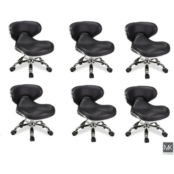 MAYAKOBA SET OF 6 Nail Salon Pedicure Stool UMI BLACK Pedicure Chair Short Adjustable Comfort Pneumatic Pump Salon Furniture & Equipment
