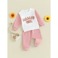 thumbnail image 4 of vera natura Toddler Girls 2 Piece Outfit Letter Pattern Long Sleeve Sweatshirt and Elastic Pants Set Baby Cute Fall Clothes, 4 of 10