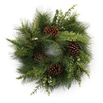 Melrose 95364DS 18 in. PVC Mixed Pine Wreath, Green