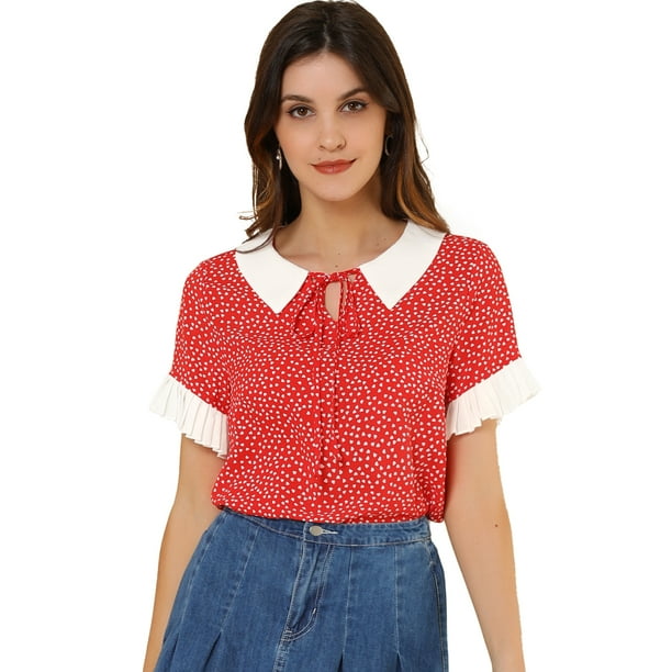 Blusa de lunares Allegra K Corazón rojo M