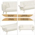 thumbnail image 6 of Smilegend Convertible Teddy Velvet Sofa Bed - Folding Armrests, Adjustable Backrest, Beige, 6 of 8