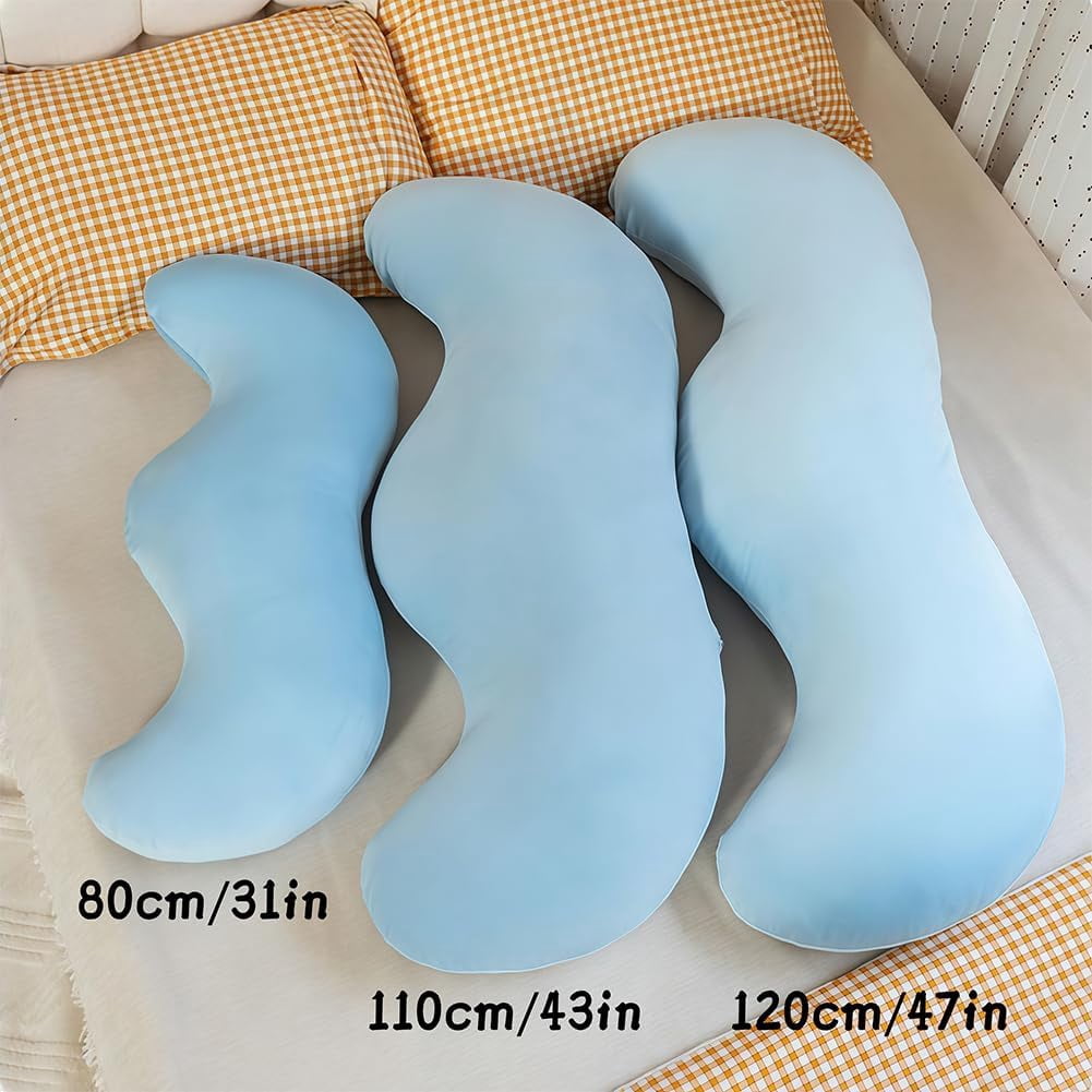 Pea Pod Body Pillow for Side Sleeper, Double Wave Curve Side Sleeper Pillow, Ergonomic, Cooling Side Sleeper Body Pillow, Full Body Support Pillow for Arms, Hips & Knees (110cm-Pink)