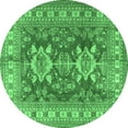 thumbnail image 1 of Ahgly Company Indoor Round Geometric Emerald Green Traditional Area Rugs, 3' Round, 1 of 4