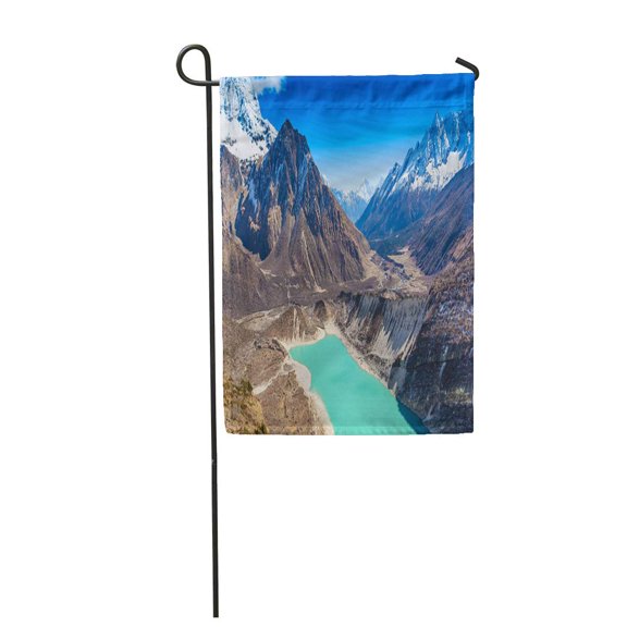 SIDONKU Blue Landscape Beautiful Mountain View Majestic Lake Himalayas Nepal Scenery Garden Flag Decorative Flag House Banner 28x40 inch