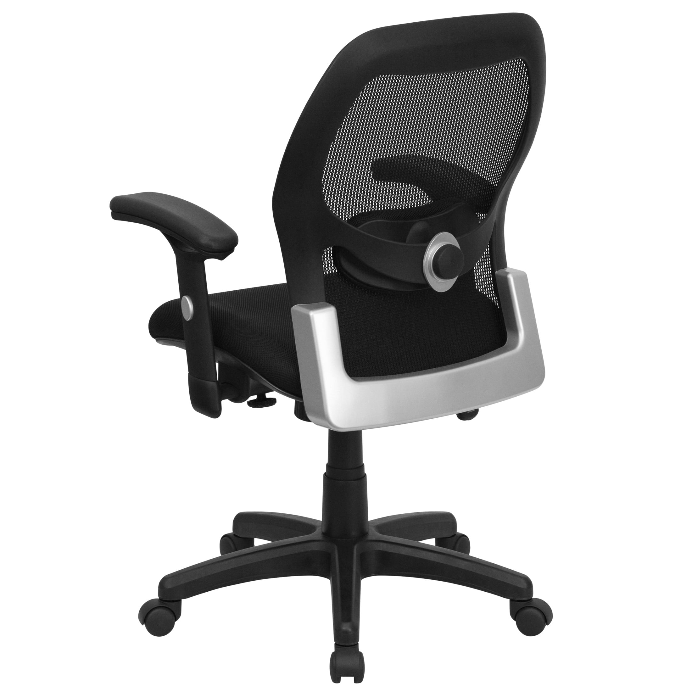Flash Furniture Albert Mid-Back Black Super Mesh Executive Swivel Office Chair with Adjustable Lumbar & Arms