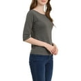 thumbnail image 4 of INSPIRE CHIC Women's Tops Elbow Sleeves Boat Neck Slim Fit Classic Casual Tee Shirt L Dark Gray, 4 of 7