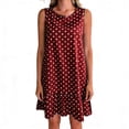 thumbnail image 2 of Makaor Ruffle Dress Women A Line Mini Dresses Plus Size Sleeveless Dress Polka Dot Crew Neck Casual Dress Red S, 2 of 6