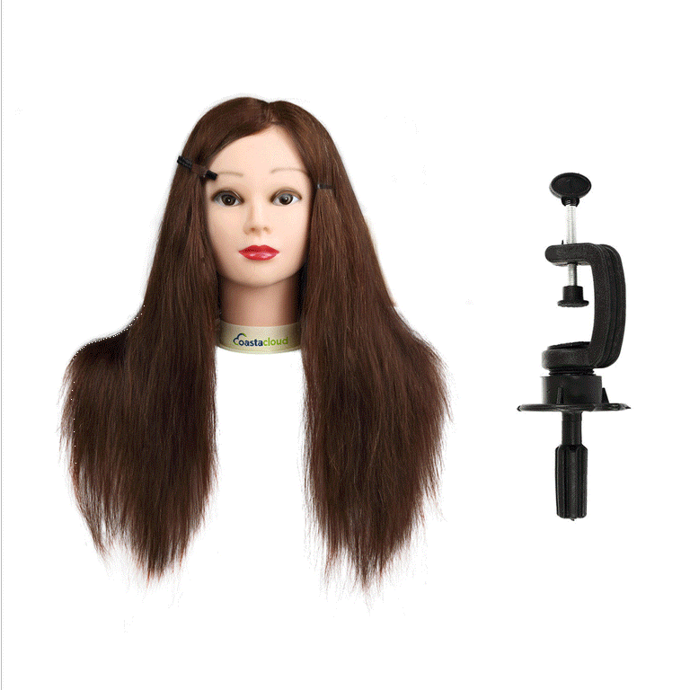 CoastaCloud 100% 24/22/inch Human Hair Mannequin Doll Manikin Head + Free  Clamp Holder Salon Cosmetology Beauty Head Training Hairdressing Makeup  Hairdresser Hair styling Practice 