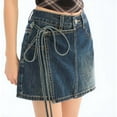 thumbnail image 5 of Ediodpoh Denim Skirt Women's Fashion Asymmetrical Tie Waist Mini Skirt with Denim Detail A Line Womens Skirt Blue XXL, 5 of 5