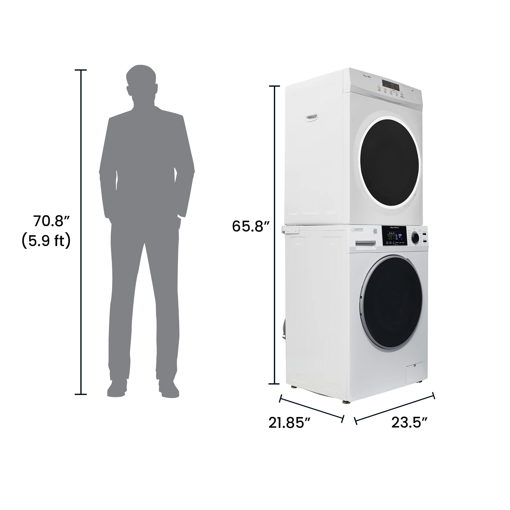 Equator APARTMENT STACKABLE 110V EW 826 Washer 1.6cf + ED 860 Vented Dryer 3.5cf