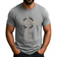 thumbnail image 2 of Men's Crew Neck Short-Sleeve T-Shirt With Crown & Letter Print Casual Daily Wear Soft Breathable Fabric Spring & Summer Basic Tops,Gray,M, 2 of 4