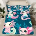 thumbnail image 2 of Feelyou Girly Pink Axolotl Full Size Sheets, Cartoon Ocean Coral Bed Sheets, Kawaii Sealife Animal Sheet Sets, Microfiber Bedroom Decor, 4pcs, 2 of 7