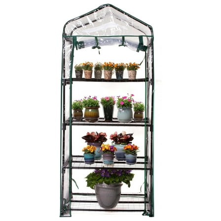 Mini Greenhouse 4 Tier, 27x18x63 Inch Portable Plant Greenhouse, Black