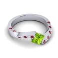 thumbnail image 3 of Diamond-Capitals 1.20 Carat Natural Diamond Peridot & Red Ruby Gemstone Lovely Engagement Ring for Fiancee 14K White Gold Size 8, 3 of 8