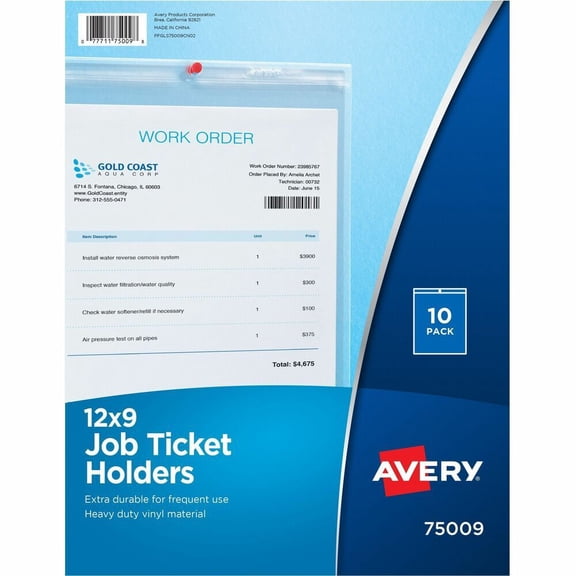 Avery Job Ticket Holders, 9" x 12", 10 Holders (75009)