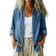 thumbnail image 3 of Luvrsol Womens Button Up Denim Shirts Long‑Sleeve Jean Blouse Casual Loose Top Coat Jacket S-2XL, 3 of 8