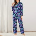 thumbnail image 2 of Pajama Sets for Women 2 Pcs, starry sky Skull flower Button Down Long Sleeve Sleepwear Lounge PJ Sets, 2 of 6