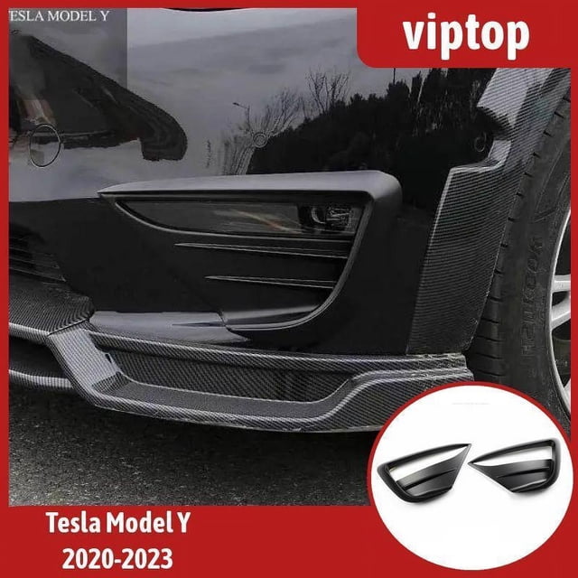 Matte Black Front Fog Light Lamp Spoiler F for Ram e Cover for Tesla Model Y 2020-2023