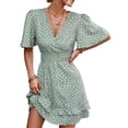 thumbnail image 1 of Vestido de una pieza Nikou estampado floral con mangas con volantes verde M, 1 of 5