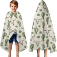 thumbnail image 3 of Beige Buffalo Skull Cactus Succulent Pattern Hooded Bath Towel，60"x35" for Ages 3 To 12 Kids, Quick Dry Lightweight Soft Microfiber Hood Beach Towel Cover Up for Kids, 3 of 7
