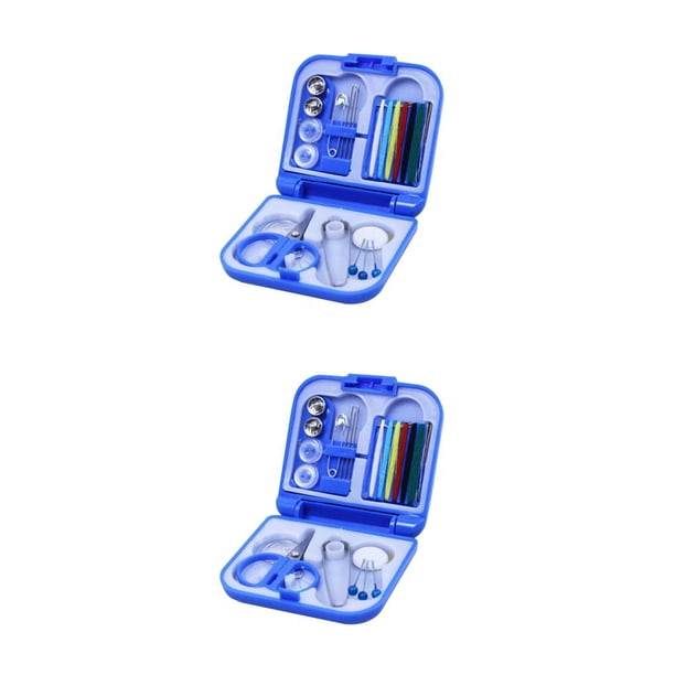 Bewildely InicioKit de hilos de bricolaje Herramientas de costura portátiles Juego de botones de pinzas de tijeras de bricolaje azul 2piezas