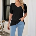 thumbnail image 5 of Tittly T Shirts for Women Spring Tops for Women Women's Puff Short Sleeve Solid Tunic Top V Neck Hollow Out Loose Tshirts Tshirts Shirts Basic Tees Black L, 5 of 9