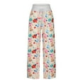 thumbnail image 4 of Leesechin Joggers for Women Ladies Spring/Summer High Waist Pants Printed Trendy Flower Print Waist Wide Leg Pants, 4 of 6