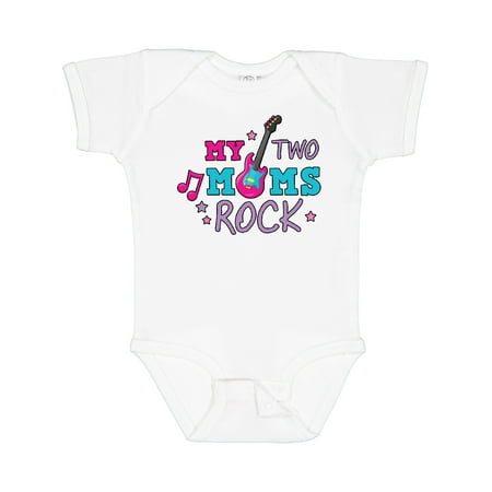 

Inktastic My Two Moms Rock with Guitar Gift Baby Girl Bodysuit