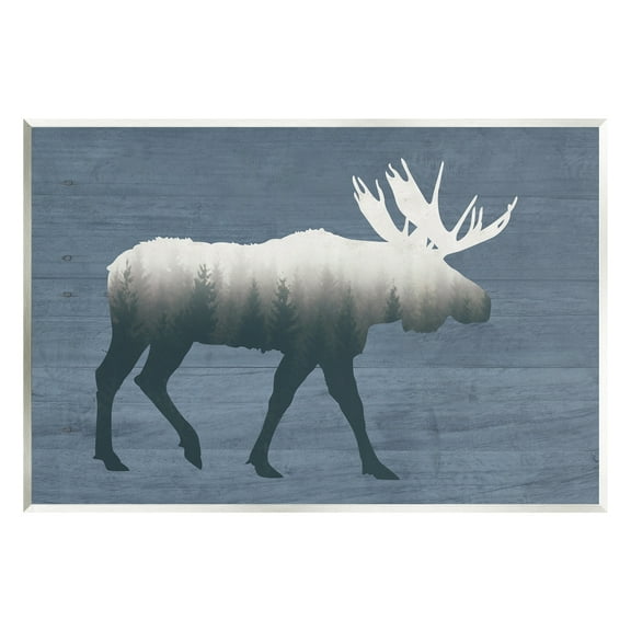 Stupell Industries Woodland Trees Within Moose Silhouette Rustic Animal Graphic Art Unframed Art Print Wall Art, Design by Lettered and Lined