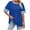 Blue, variant on Women's Tops Under $10 Free Shipping Casual Letter Printed T-Shirt With Round Neck And Shoulder Drop Short Sleeved Top