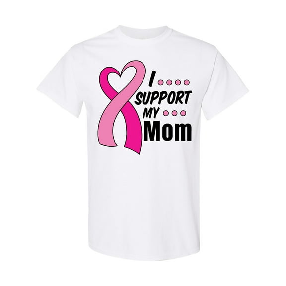 Inktastic Breast Cancer Awareness I Support My Mom with Pink Ribbon T-Shirt