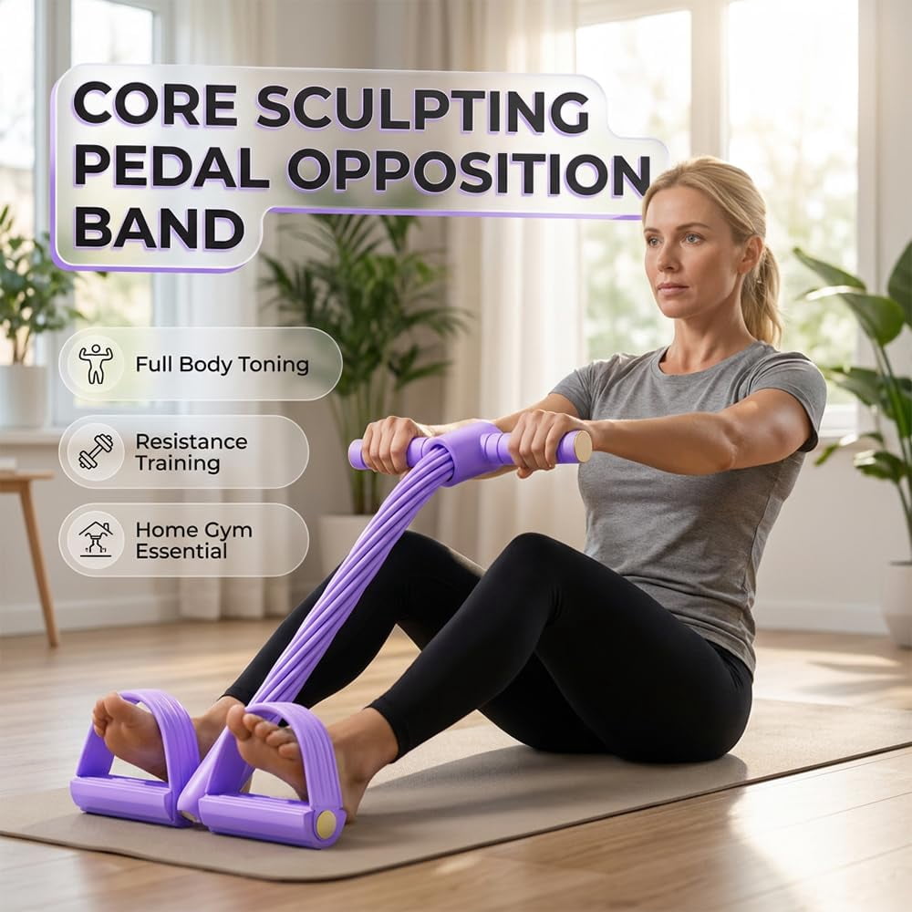 2026 Multifunction Pedal Resistance Band | Adjustable Pedal Resistance Band with Handles 8-Tube Resistance Rope Soft Foam Foot Pedal for Full Body Home Fitness Abs Arms Legs Waist Training